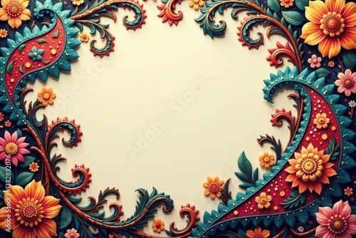 Classic paisley design, flowing lines, muted tones, vintage, earth tones