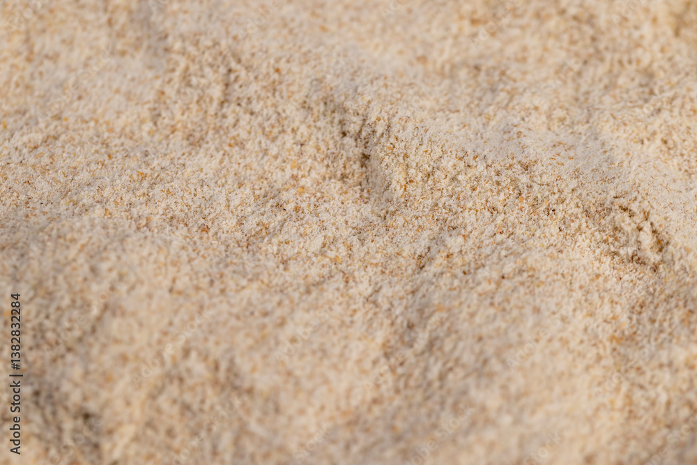 large amount of flour with bran without peeling, healthy, eco-friendly cereal flour, closeup large amount of flour with bran without peeling, healthy, eco-friendly cereal flour, closeup