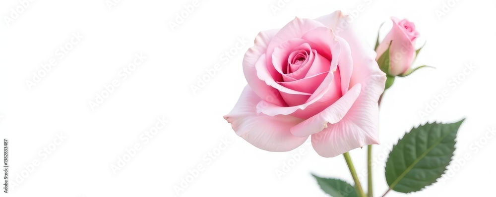 Delicate pink rose isolated on white background, white, nature, flowers Delicate pink rose isolated on white background, white, nature, flowers