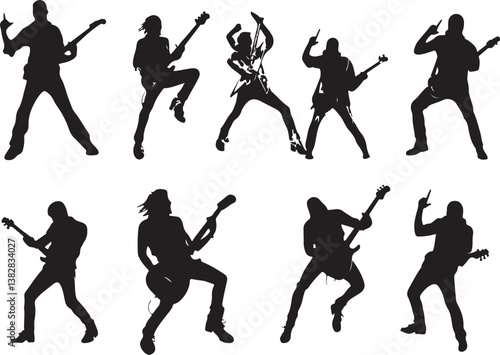 Elegant Guitarist Silhouettes" or "Musical Princesses with Guitars