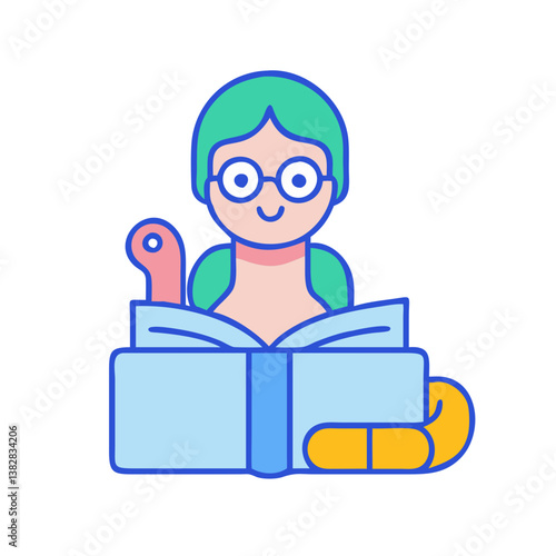  Bookworm Icon for Literacy