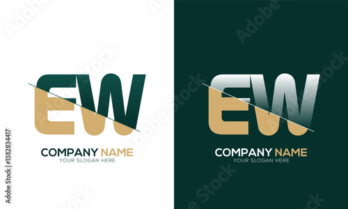 Letter EW WE cutting and linked logo with Creative monogram logo design