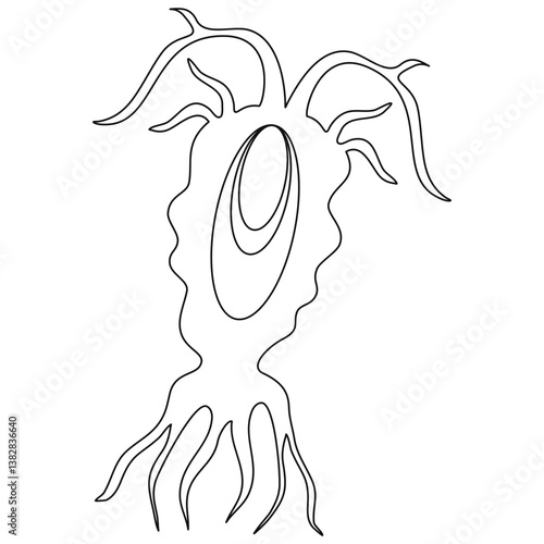 Copepod Microorganism outline llustration