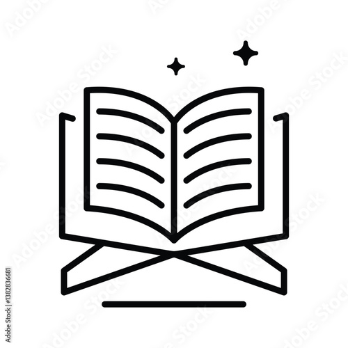 A captivating line style icon of holy quran recitation