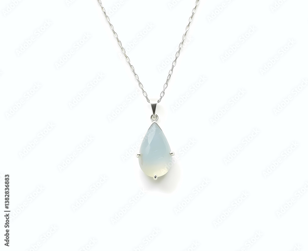 Delicate silver necklace with moonstone teardrop and fine cable chain Generative AI Delicate silver necklace with moonstone teardrop and fine cable chain Generative AI