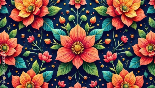 Wallpaper Mural Intricate floral textile design, repeating seamlessly , decoration, texture Torontodigital.ca