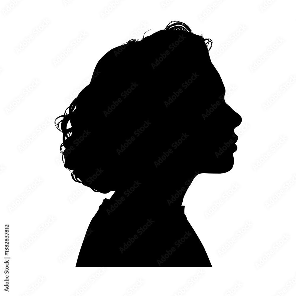 young woman profile silhouette, beautiful girl - vector illustration