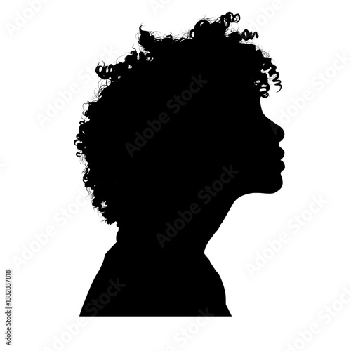 young woman profile silhouette, beautiful girl - vector illustration