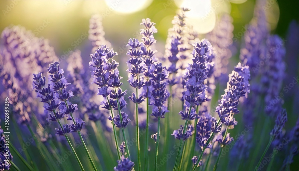 Obraz premium 美しいラベンダーの花畑、フォトジェニックな風景