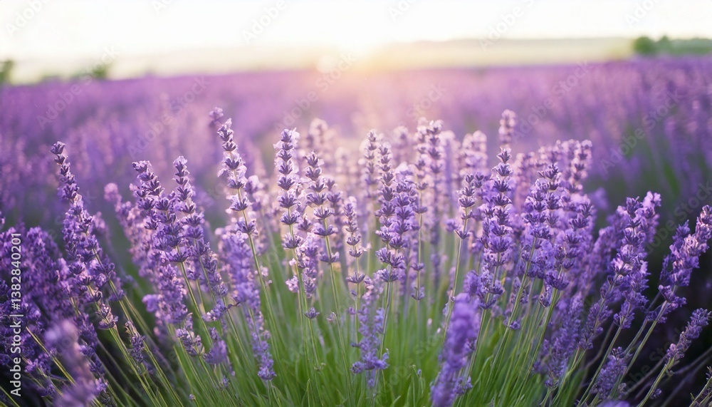 Obraz premium 美しいラベンダーの花畑 フォトジェニックな風景