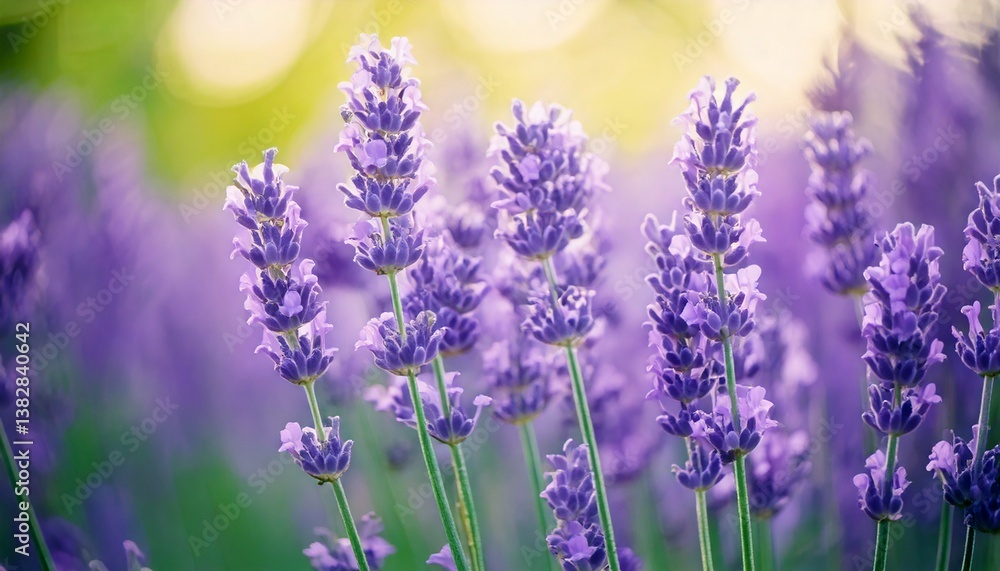 Naklejka premium 美しいラベンダーの花畑 フォトジェニックな風景