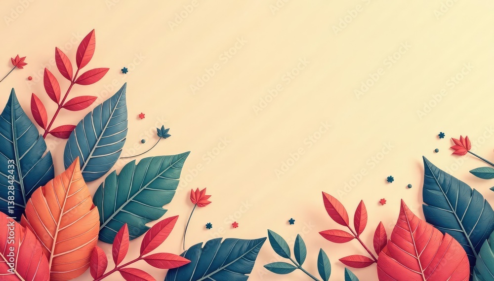 Fototapeta premium Subtle repeating leaf motif on a plain background , peaceful, print, repeat