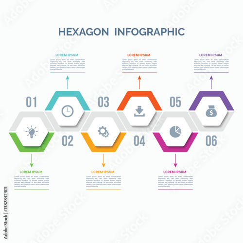 Hexagon Infographic template with icons and 6 options or steps