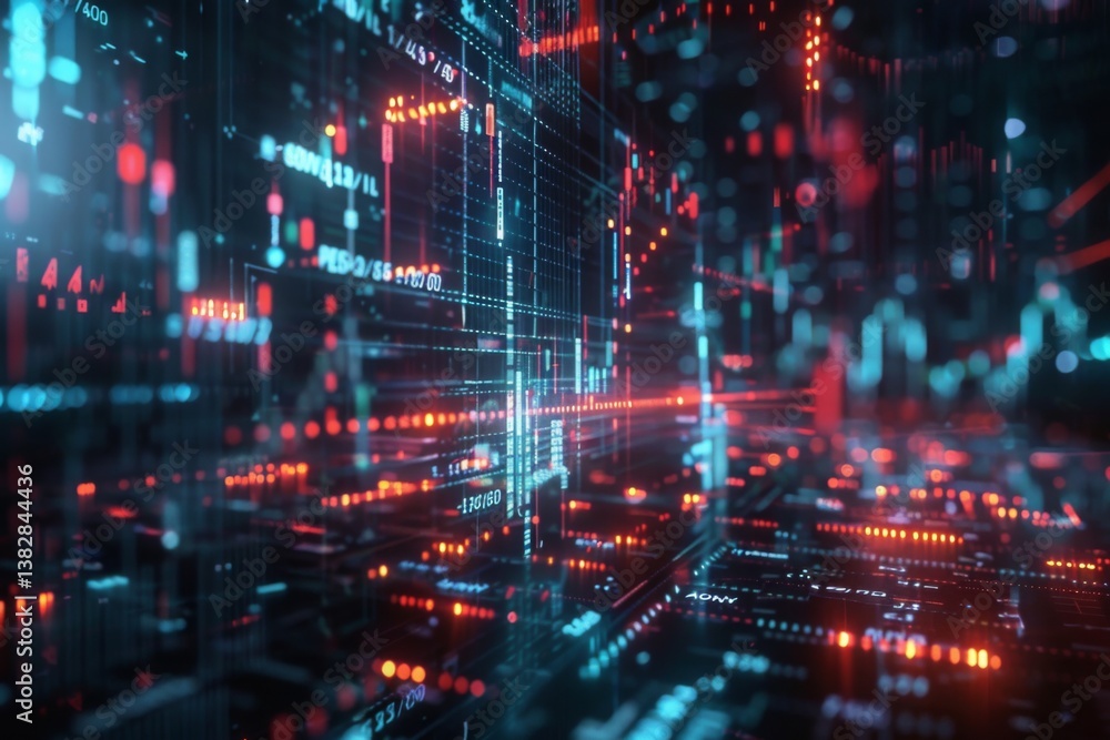 Abstract financial markets and data visualizations create a dynamic and complex overlay of information Abstract financial markets and data visualizations create a dynamic and complex overlay of information