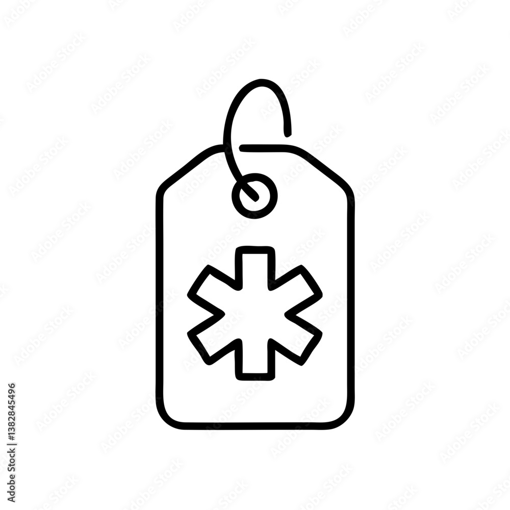 Obraz premium Medical tag with star symbol in outline style