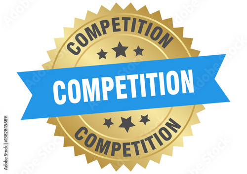 competition. competition round blue and gold label isolated on transparent background