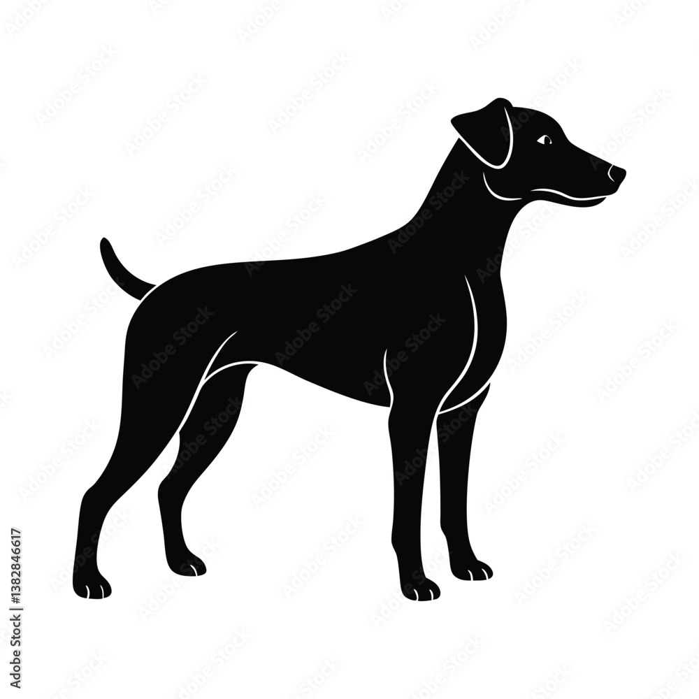 Black vector illustration of a dog silhouette. Black vector illustration of a dog silhouette.