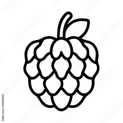 custard apple vector icon, simple black outline line icon of custard apple, fruit vector line art icon