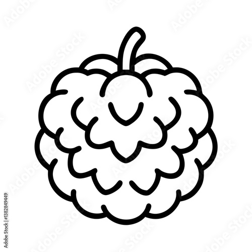 custard apple vector icon, simple black outline line icon of custard apple, fruit vector line art icon