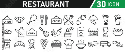Restaurant related icons set. Vector icon collection