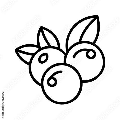 bilberry vector icon, simple black outline line icon of bilberry, fruit vector line art icon