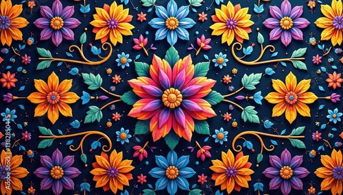 Wallpaper Mural Intricate floral design, repeating motif for textile prints, home, texture Torontodigital.ca