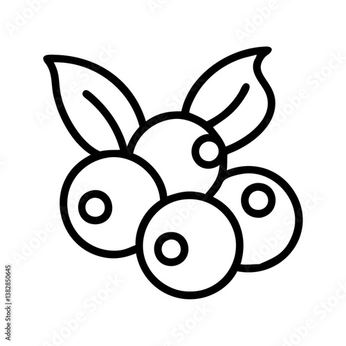 acai berry vector icon, simple black outline line icon of acai berry, fruit vector line art icon