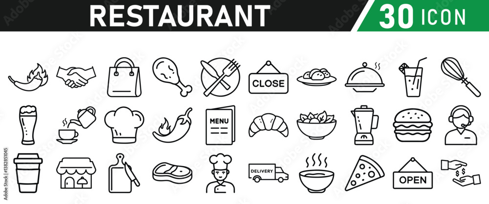 Restaurant related icons set. Vector icon collection Restaurant related icons set. Vector icon collection
