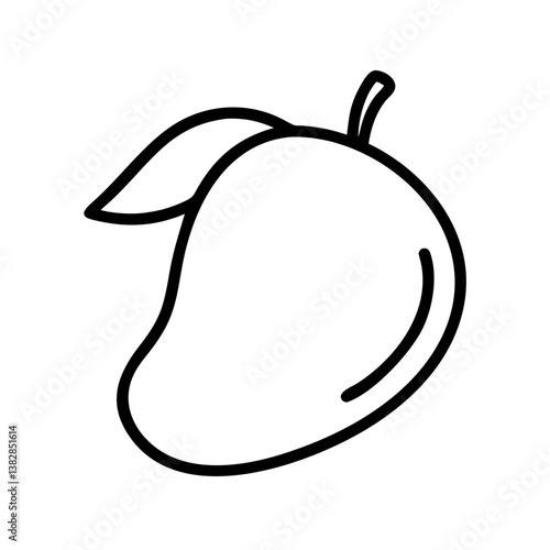 mango vector icon, simple black outline line icon of mango, fruit vector line art icon