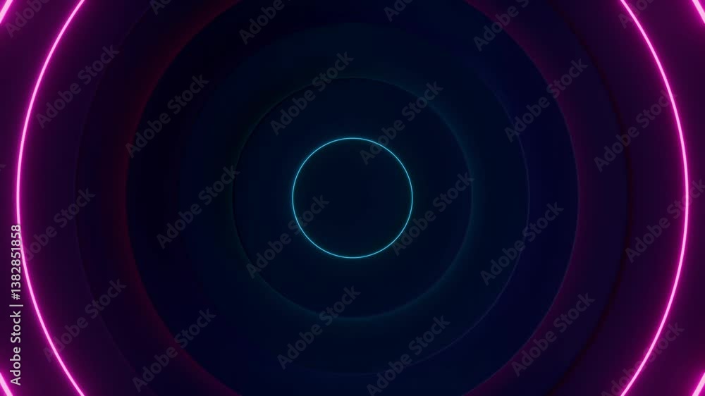 abstract colorful glowing circle neon light background video, wallpaper 4k seamless loop motion graphic backdrop
