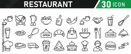 Restaurant related icons set. Vector icon collection