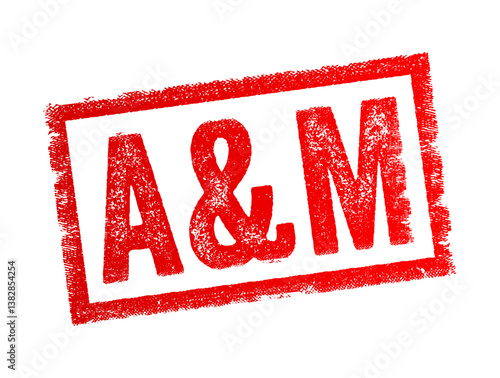 A&M abbreviation stands for Agricultural and Mechanical, acronym text concept stamp