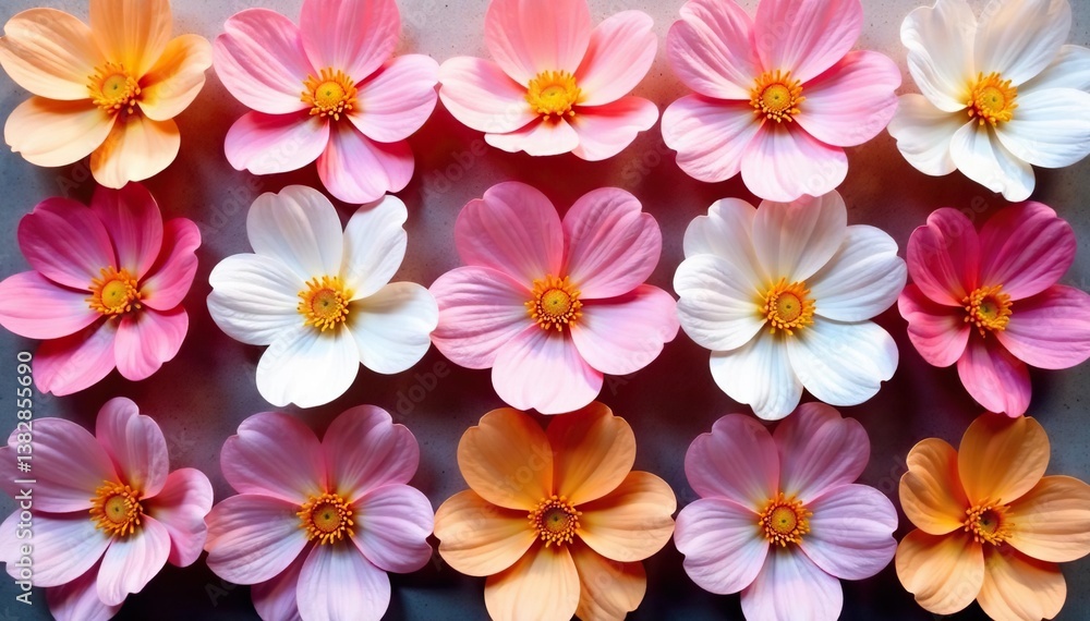 Delicate blossoms arranged in a symmetrical square grid , monochrome, art Delicate blossoms arranged in a symmetrical square grid , monochrome, art