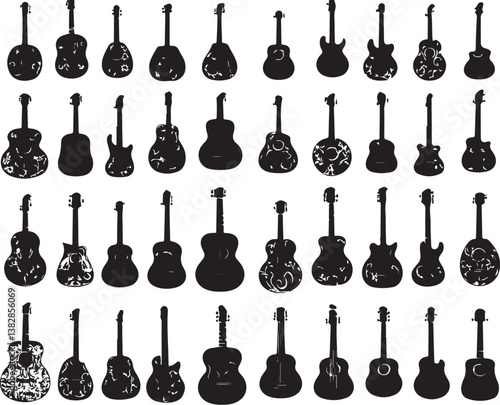"Elegant Guitarist Silhouettes" or "Musical Princesses with Guitars