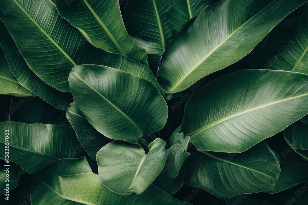 Obraz premium A close-up view of lush, vibrant green leaves highlights their rich textures and natural beauty