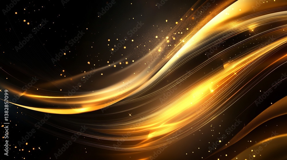 Abstract illustration featuring a luxurious black line background with elegant geometric shapes and smooth, flowing patterns for sophisticated digital art and modern design projects