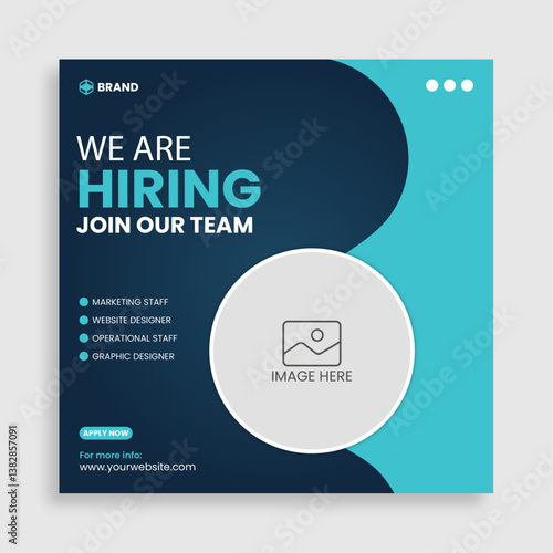 Creative job hiring poster design template. We are hiring job vacancy social media post or square web banner.
