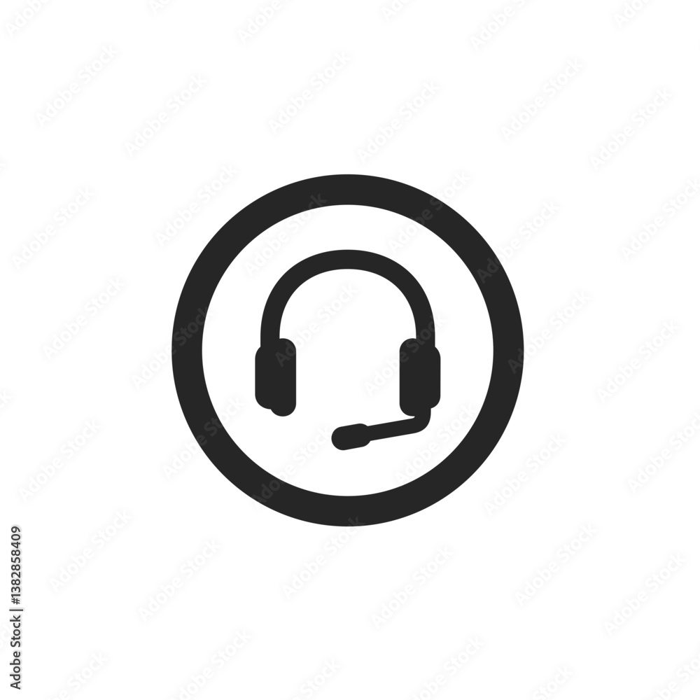 Headset Circle Outline Icon Headset Circle Outline Icon