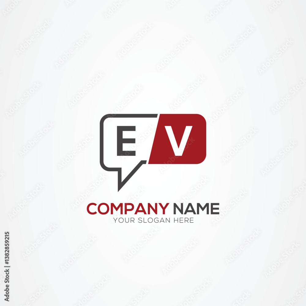 Fototapeta premium Letter EV VE tech logo, chat design, communication, robot logo design Vector