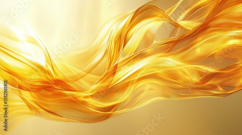 Abstract golden ribbon swirls against a shimmering amber backdrop, creating an elegant and luxurious visual experience