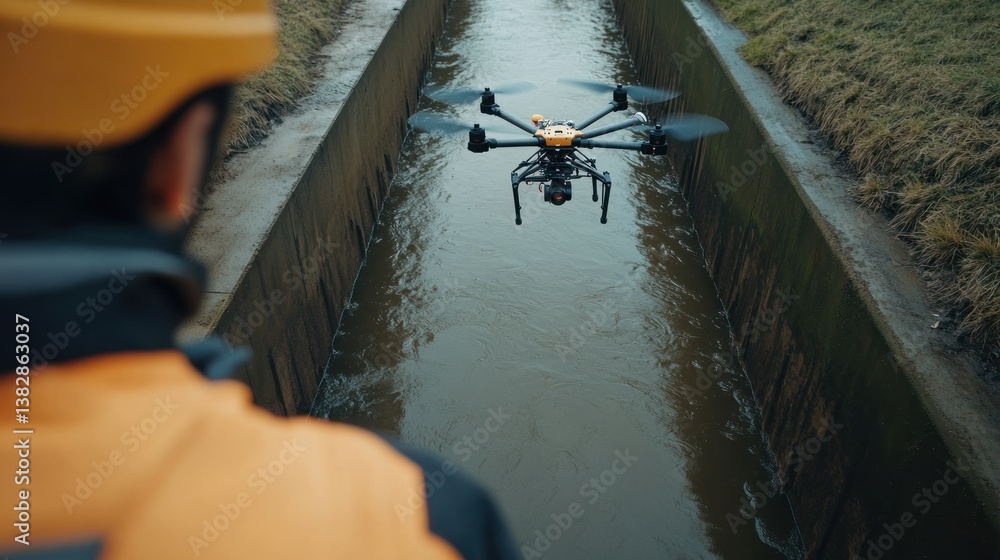 Operating Drone Over Water Channel for Inspection and Monitoring Purposes