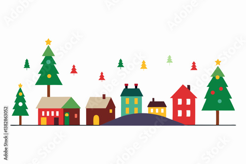 christmas tree and houses