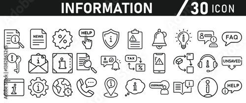 Information icons set. Liner information icon. Info simple vector icons collection