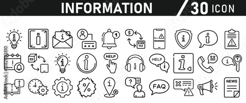 Information icons set. Liner information icon. Info simple vector icons collection