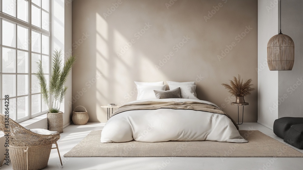 Fototapeta premium A modern and minimalist bedroom.