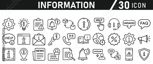 Information icons set. Liner information icon. Info simple vector icons collection