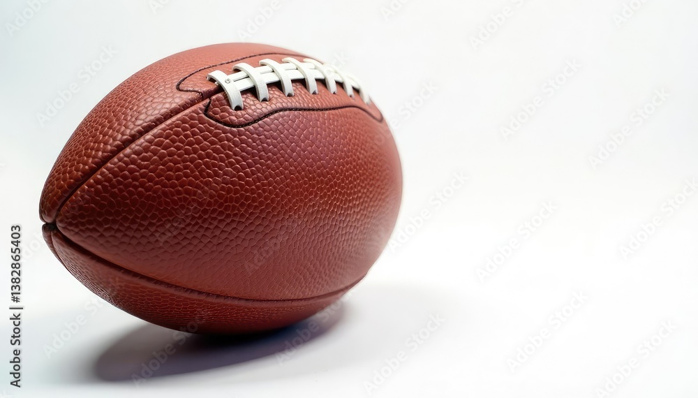 Close-up of leather football, white background, leather, isolated Close-up of leather football, white background, leather, isolated
