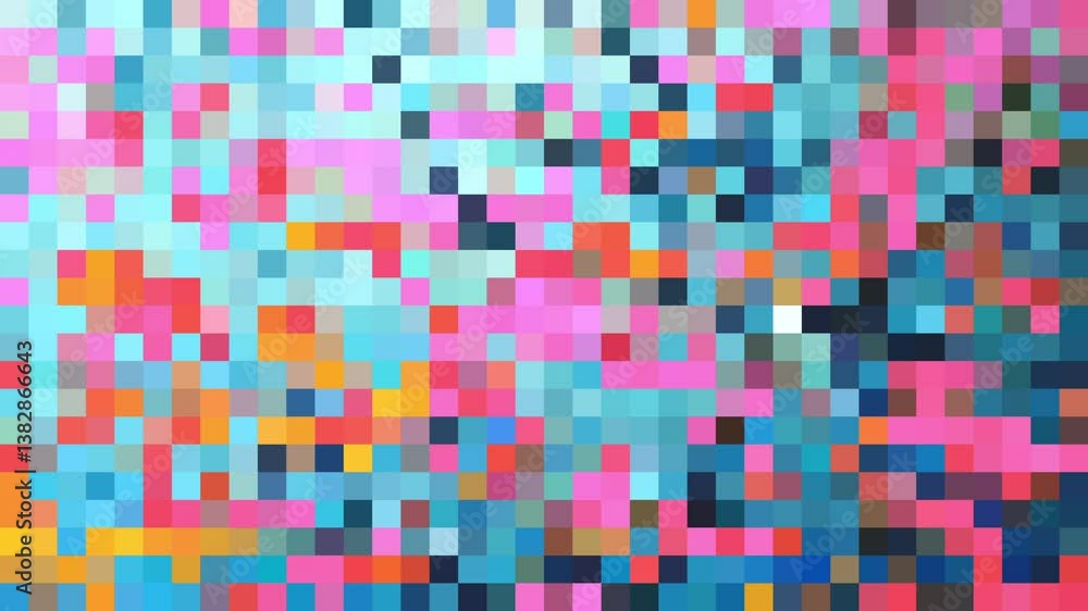 Looping Abstract Pixel Art Background with Vibrant Spring Colors