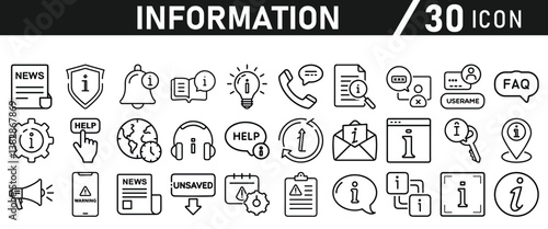 Information icons set. Liner information icon. Info simple vector icons collection