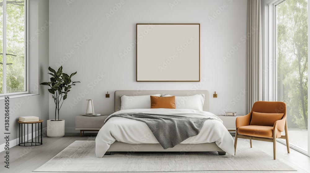 Fototapeta premium A modern and minimalist bedroom.